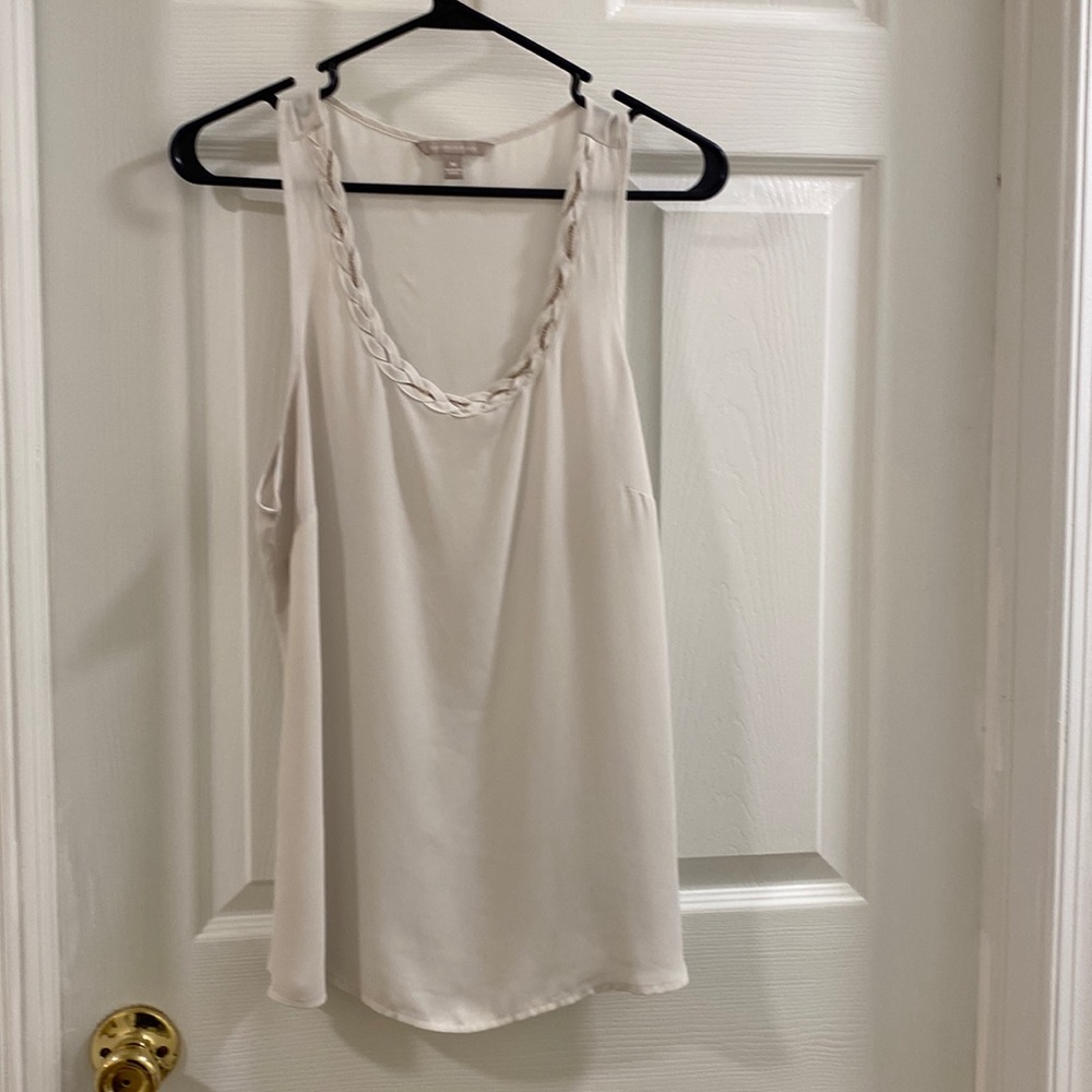 Cream Tank with detail neckline
